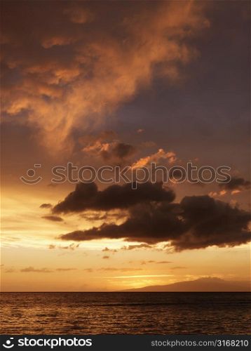 Sunset over the Pacific near Maui, Hawaii.