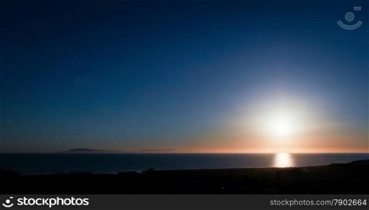 Sunset over the pacific ocean in Ventura California.