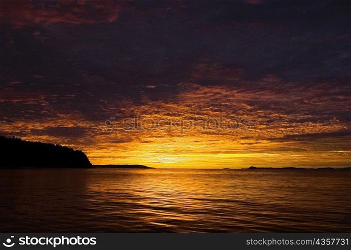 Sunset over the sea, Bangka Island, Sulawesi, Indonesia
