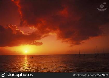 Sunset over the sea, Caribbean