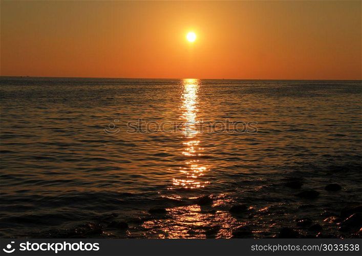 Sunset Over The Sea. Evening on the seashore. Black sea seaside. Sunset Over The Sea. Evening. Black sea seaside