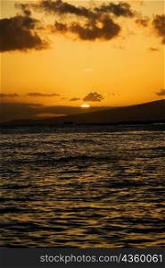 Sunset over the sea, Waikiki Beach, Honolulu, Oahu, Hawaii Islands, USA
