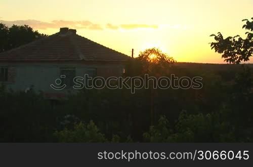 sunset over the village