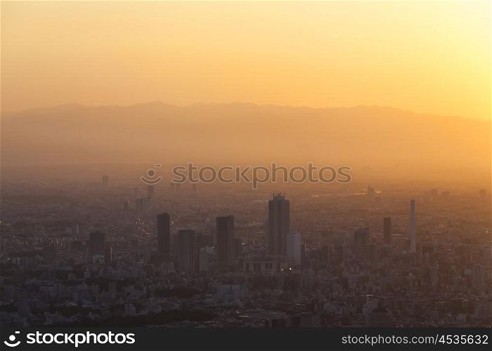 Sunset over Tokyo City Skyline,Tokyo, Japan, Asia