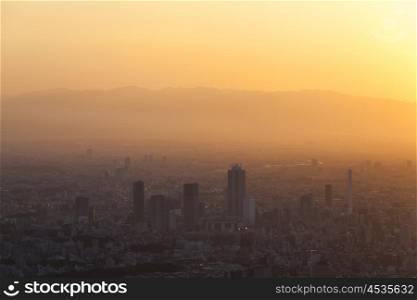 Sunset over Tokyo City Skyline,Tokyo, Japan, Asia
