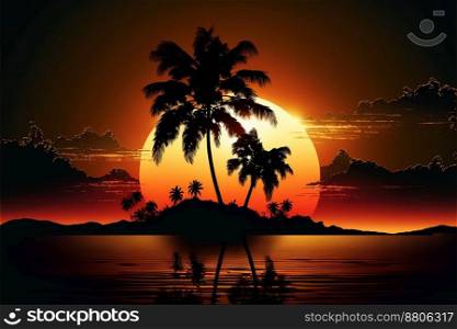 sunset palm tree wallpaper