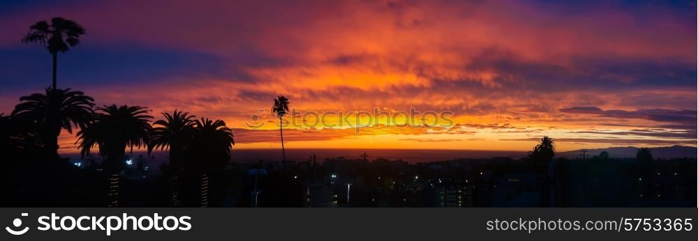Sunset panorama above Hermosa beach, California, USA&#xA;