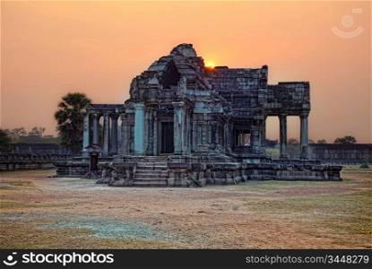 sunset photo Angkor Wat - ancient Khmer temple in Cambodia. UNESCO world heritage site