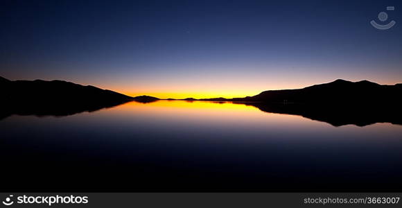 Sunset scene on lake