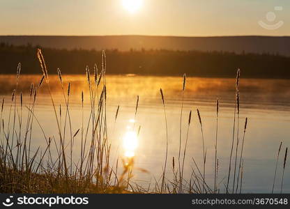 Sunset scene on lake