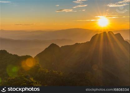 Sunset scenic view of mountain Chiang Dao in Chiang Mai Province,Thailand