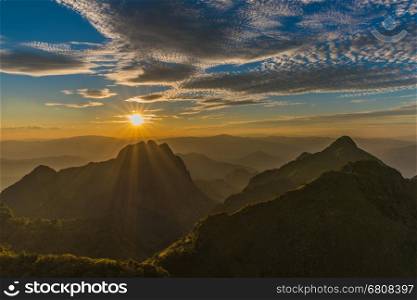 Sunset scenic view of mountain Chiang Dao in Chiang Mai Province,Thailand