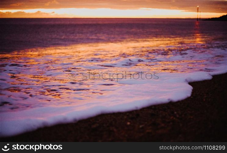 Sunset sea, west bay