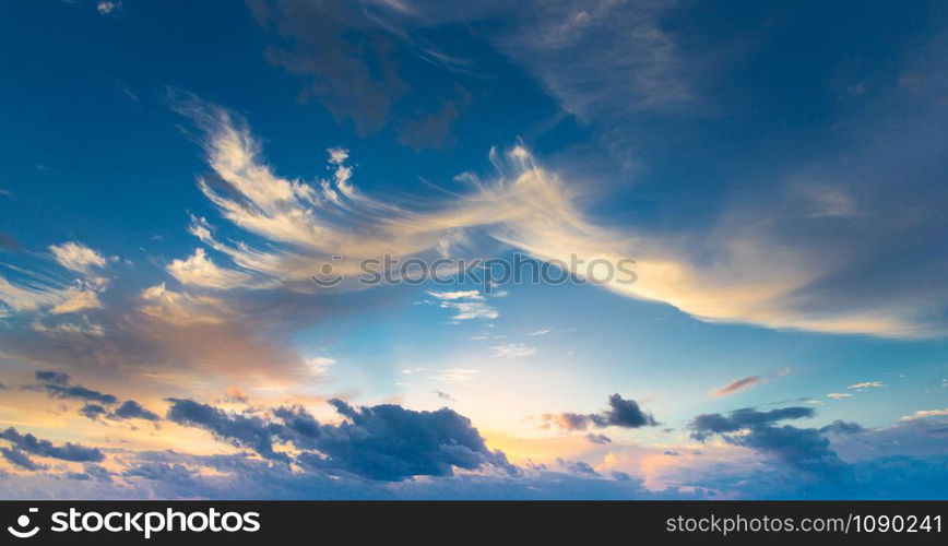 sunset sky background with tiny clouds