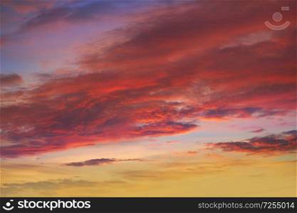 Sunset sky clouds orange and blue colors