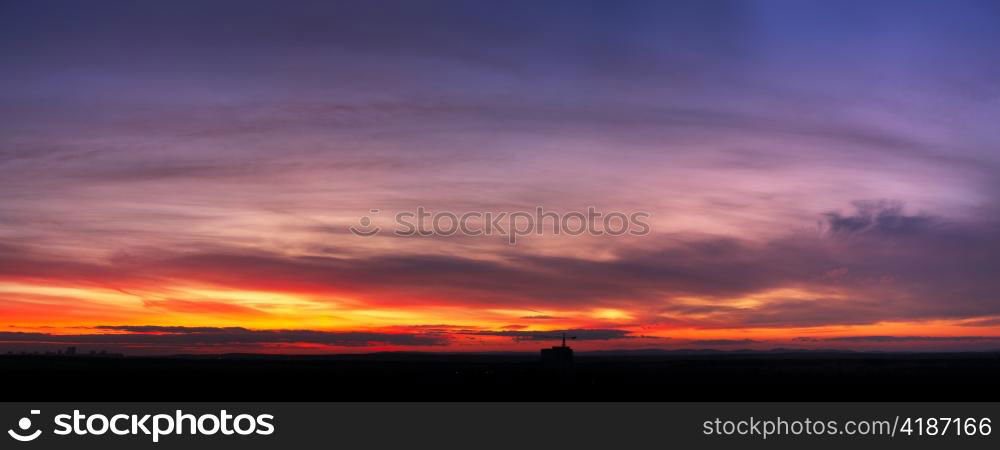 sunset sky in a city