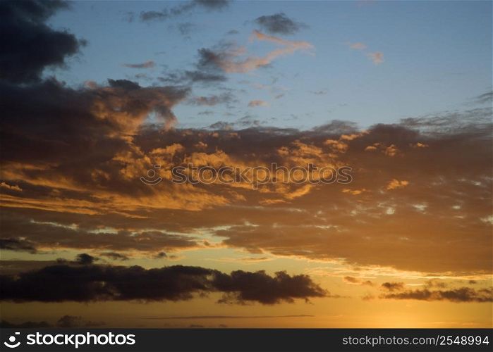 Sunset sky over Kihei, Maui, Hawaii, USA.