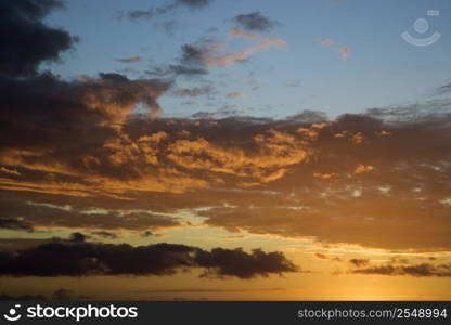 Sunset sky over Kihei, Maui, Hawaii, USA.