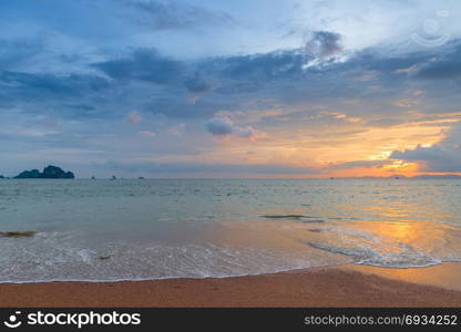 sunset sky over the sea surface in Thailand