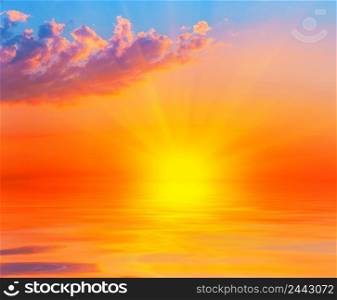 Sunset sky over the water. High resolution panorama. Sunset sky over the water