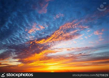 sunset sky with multicolor clouds