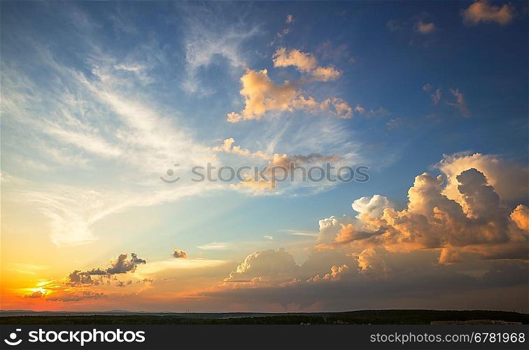 sunset sky with multicolor clouds