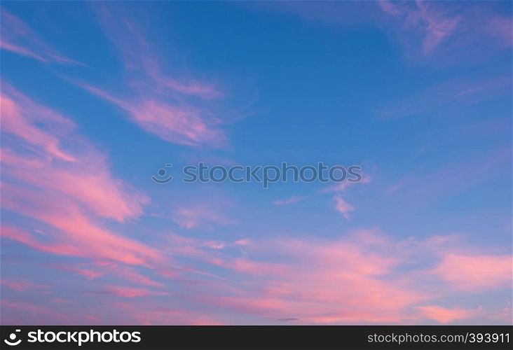 Sunset sky with pink clouds