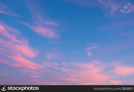 Sunset sky with pink clouds