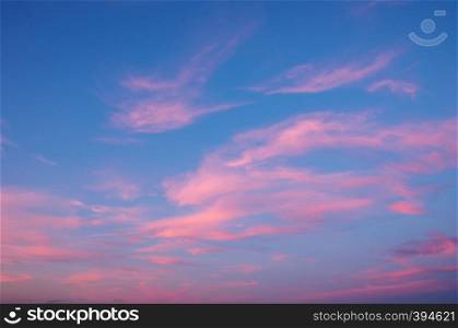Sunset sky with pink clouds
