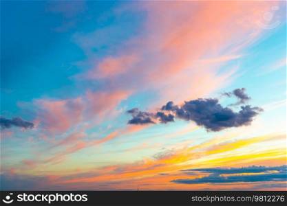 Sunset sky with sunset clouds, nature spring sunset background