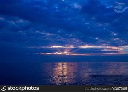 sunset sunrise over blue Mediterranean sea