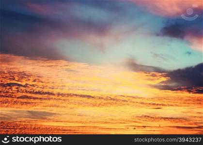 Sunset / sunrise with clouds and atmospheric effect