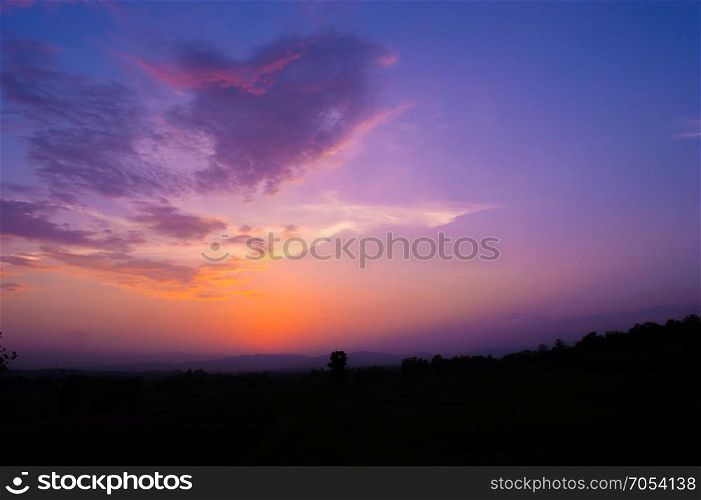 Sunset / sunrise with clouds, light rays and other atmospheric by filter