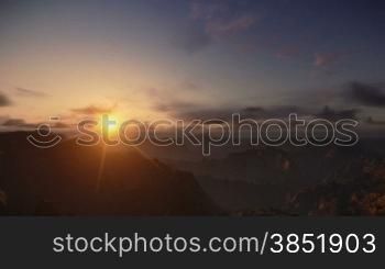 Sunset Time Lapse over Mountains Peaks