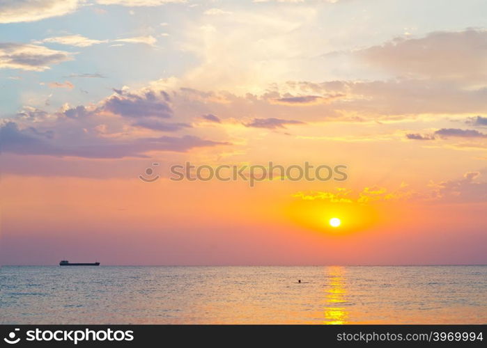 sunset under sea, beautiful sunset under Black sea