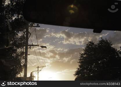 Sunset viewed from car