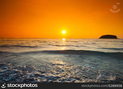 Sunset with dramatic sky. Sunset with dramatic sky ,clouds over mountain and andaman sea at Thailand