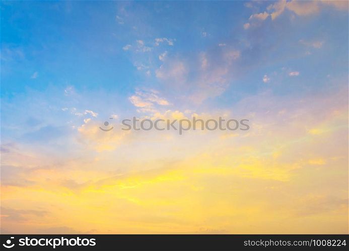 Sunset with sun rays, sky with clouds and sun