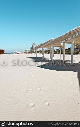 Sunshade on the Beach of Mediterranean Sea in Israel