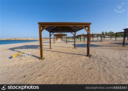 Sunshade on the Beach of Mediterranean Sea in Israel