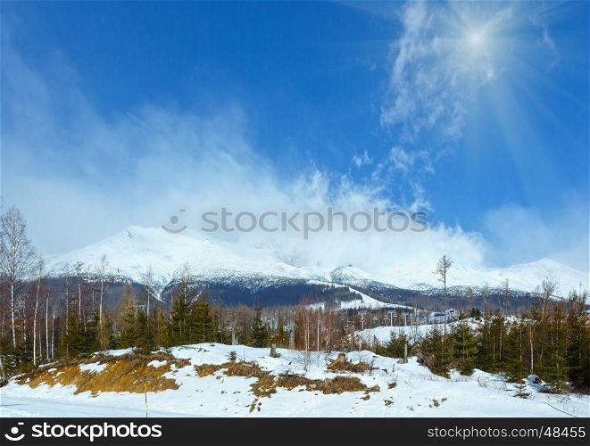 Sunshiny winter mountain landscape (Tatranska Lomnica, Slovakia, High Tatras)