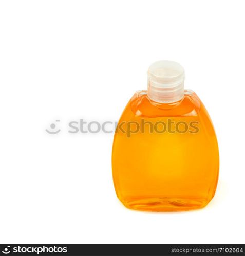 Suntan oil and lotion. Vials isolated on white background. Face and body skin care. Free space for text.