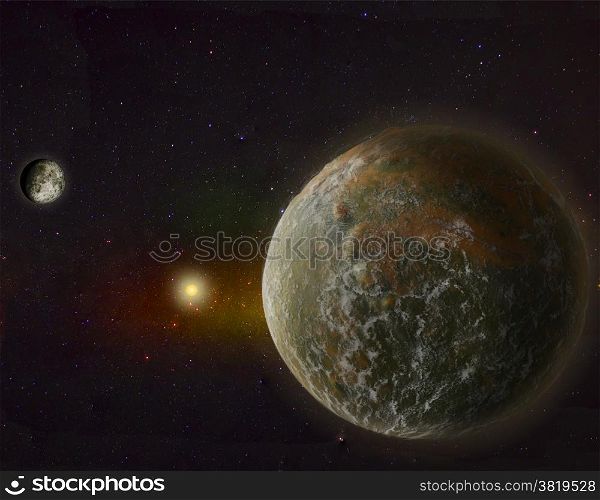 Super Big Earth with Moon