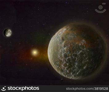 Super Big Earth with Moon