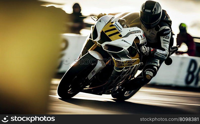 Super bike motorcycle on the race track, dynamic concept art illustration, high speed, generative ai. Super bike motorcycle on the race track, dynamic concept art illustration, generative ai