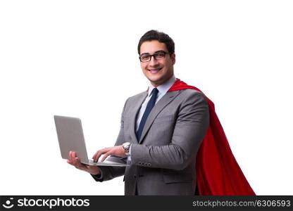 Super hero businessman isolated on white
