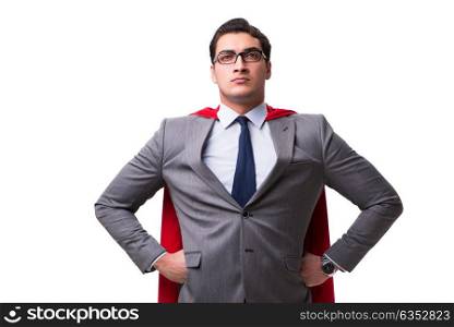 Super hero businessman isolated on white