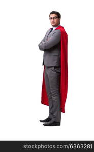 Super hero businessman isolated on white