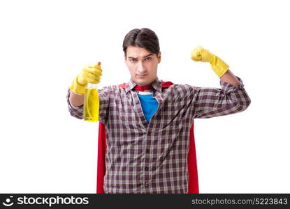 Super hero cleaner isolated on white