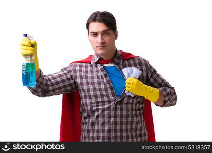 Super hero cleaner isolated on white